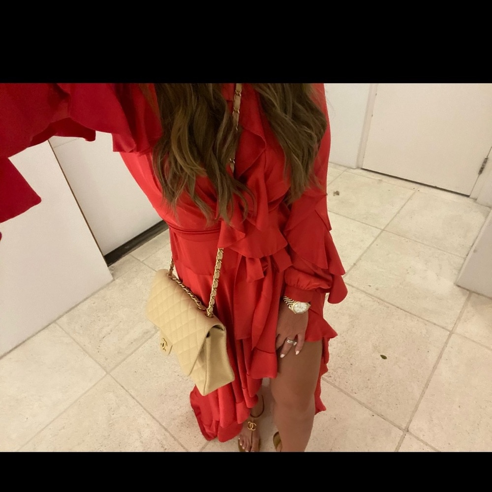 PatBO Red Ruffle Maxi Dress